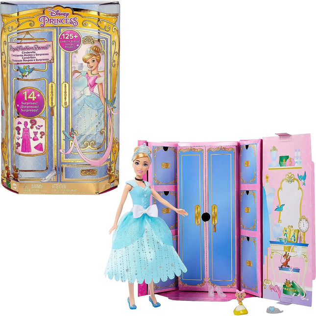Disney princess - royal color reveal, bambola con 6 sorprese da
